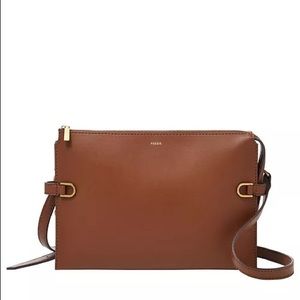 Fossil Women's Kier Cactus Leather Crossbody Bag brown new with tags